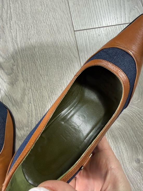 Vintage Y2K Kenzo Leather Denim Pointed Toe Heels - Picture 9 of 14